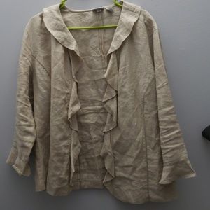 Tan, Ruffle cardigan